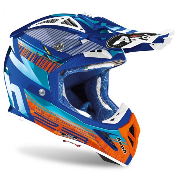 Airoh Κράνος Aviator 2.3 Novak Chrome Γαλάζιο Moto Cross