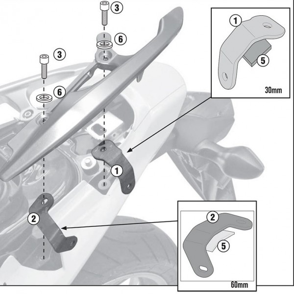 Givi Κιτ Προσαρμογής Βάσεων Σάκων για Honda Integra 700 1109KIT  ΒΑΛΙΤΣΕΣ / ΒΑΣΕΙΣ / TANKBAG