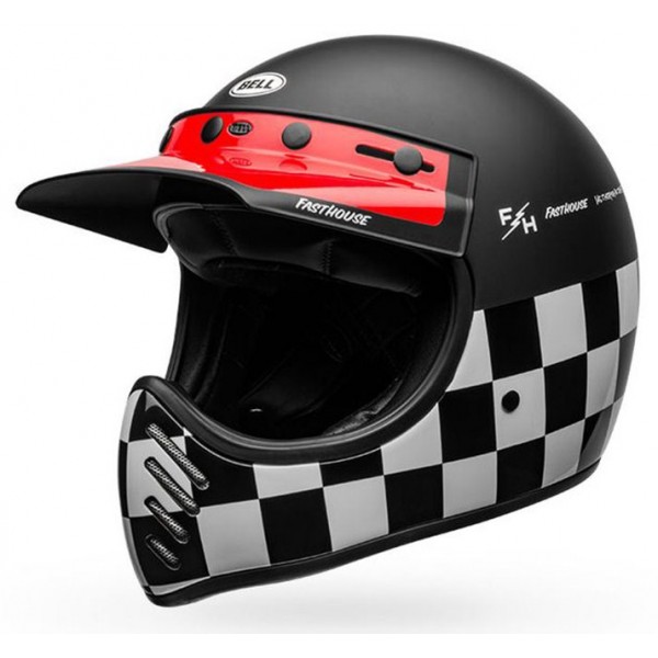 Bell Κράνος Moto 3 Fasthouse Checkers matt/gloss μαύρο/άσπρο/κόκκινο ΚΡΑΝΗ